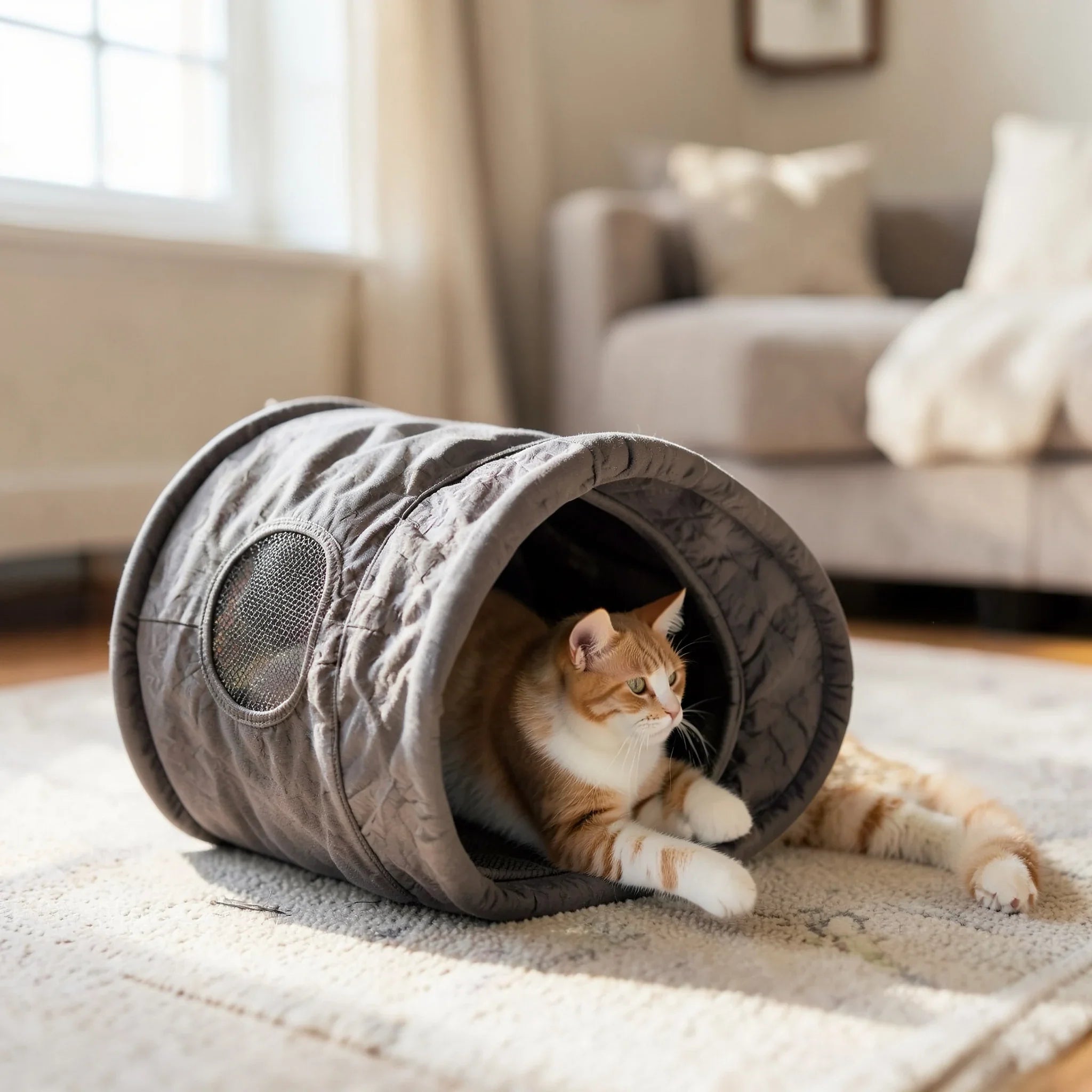 Pop-Up Cat Tunnel with Peekaboo Window